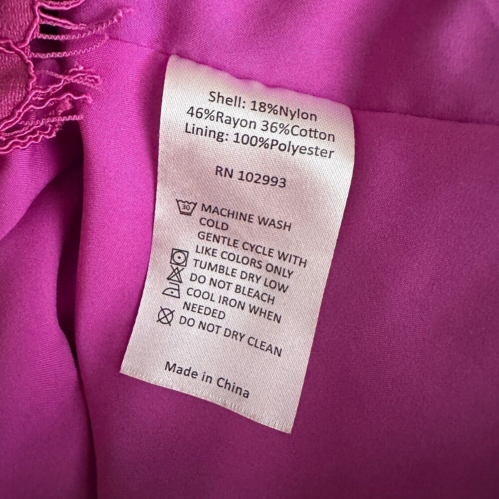ADAM LIPPES Top Women 6 Magenta Pink Lace Lined Long Sleeve Tunic Scallop Hem - Picture 5 of 9